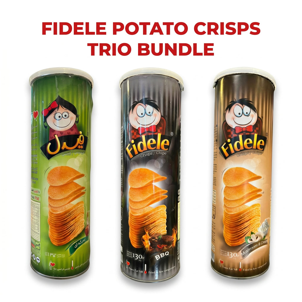 Fidele Potato Crisps Trio Bundle – BBQ, Mushroom & Cream, and Salt & Vinegar (3 x 130g)