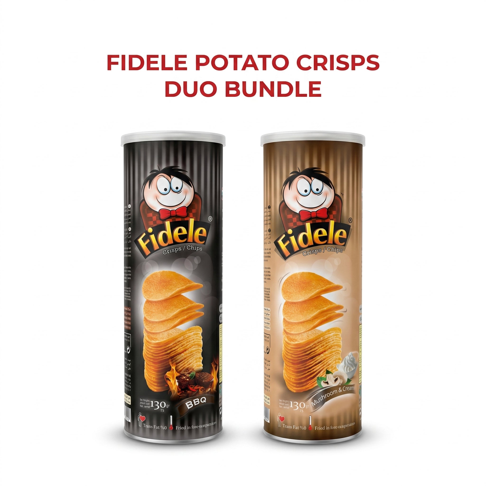 Fidele Gourmet Potato Crisps Duo Bundle – BBQ + Mushroom & Cream,(2 x 130g)