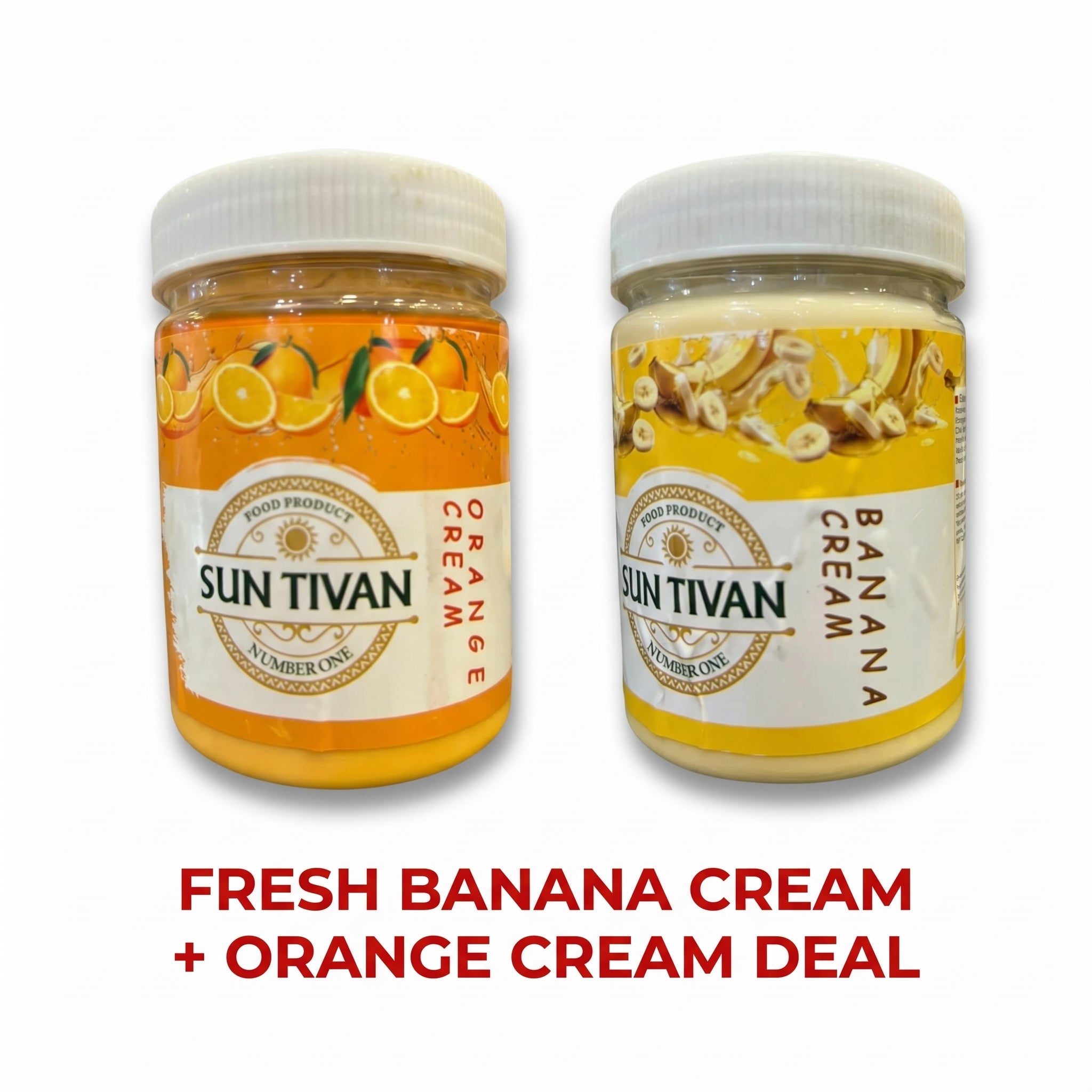 Sun Tivan Cream Duo – Orange & Banana Flavor Spreads Bundle (2 x 400g)