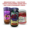 Morning Starter Bundle – 3-Pack : Shana Sour Cherry Jam (280g) + MultiCafé Classic Coffee (25 CUPS - 50 G) + Sun Tivan Strawberry Cream (400G)