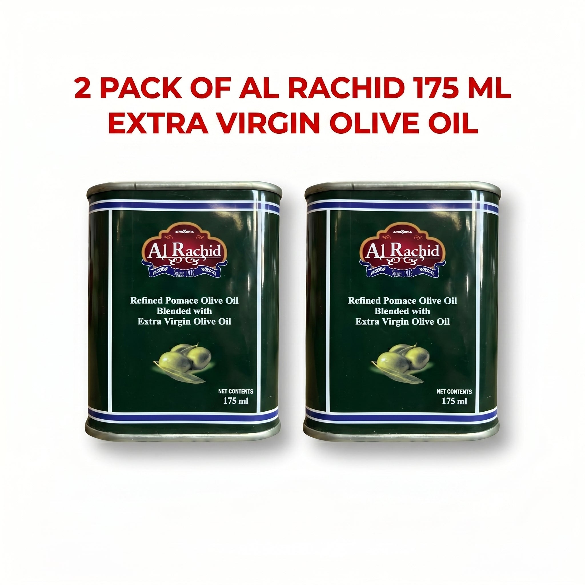 Al Rachid EXTRA VIRGIN Olive Oil  – Premium Refined Pomace & Extra Virgin Olive Oil (175ml x 2 Pack Bundle)