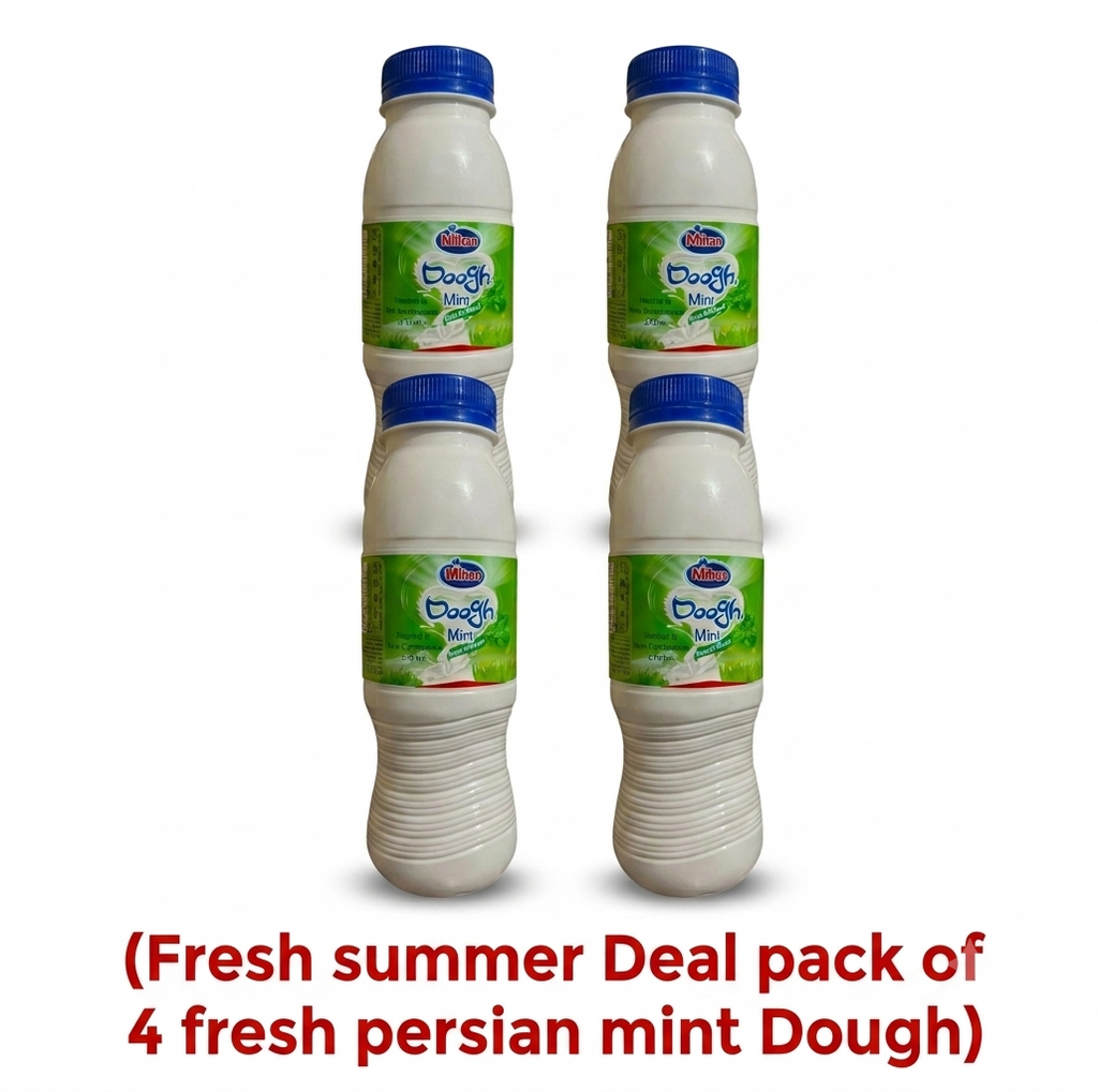 Mihan Premium Mint Doogh Yogurt Drink – Authentic Persian Non-Carbonated Savory Dairy Beverage (270ml Bottle - Pack of 4) 1L+
