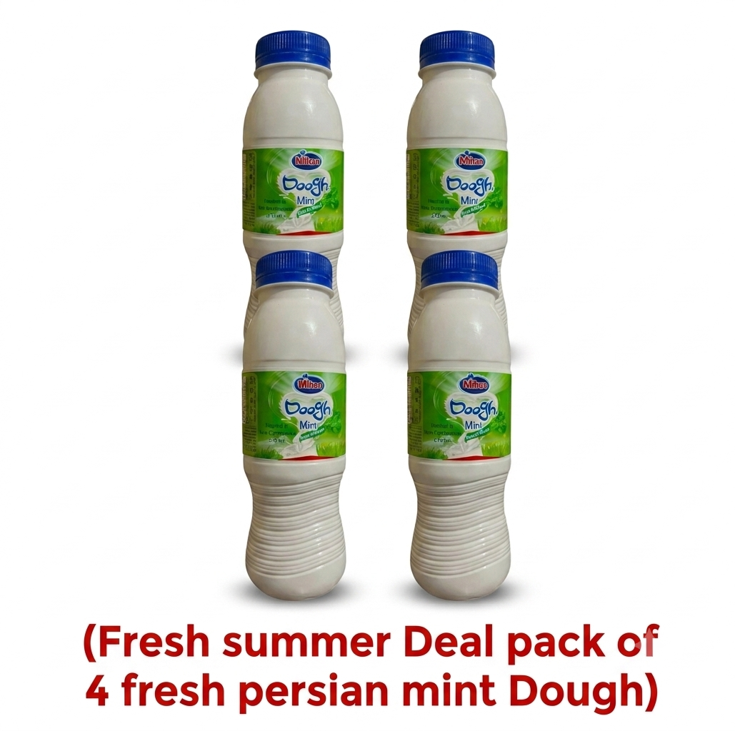 Mihan Premium Mint Doogh Yogurt Drink – Authentic Persian Non-Carbonated Savory Dairy Beverage (270ml Bottle - Pack of 4) 1L+