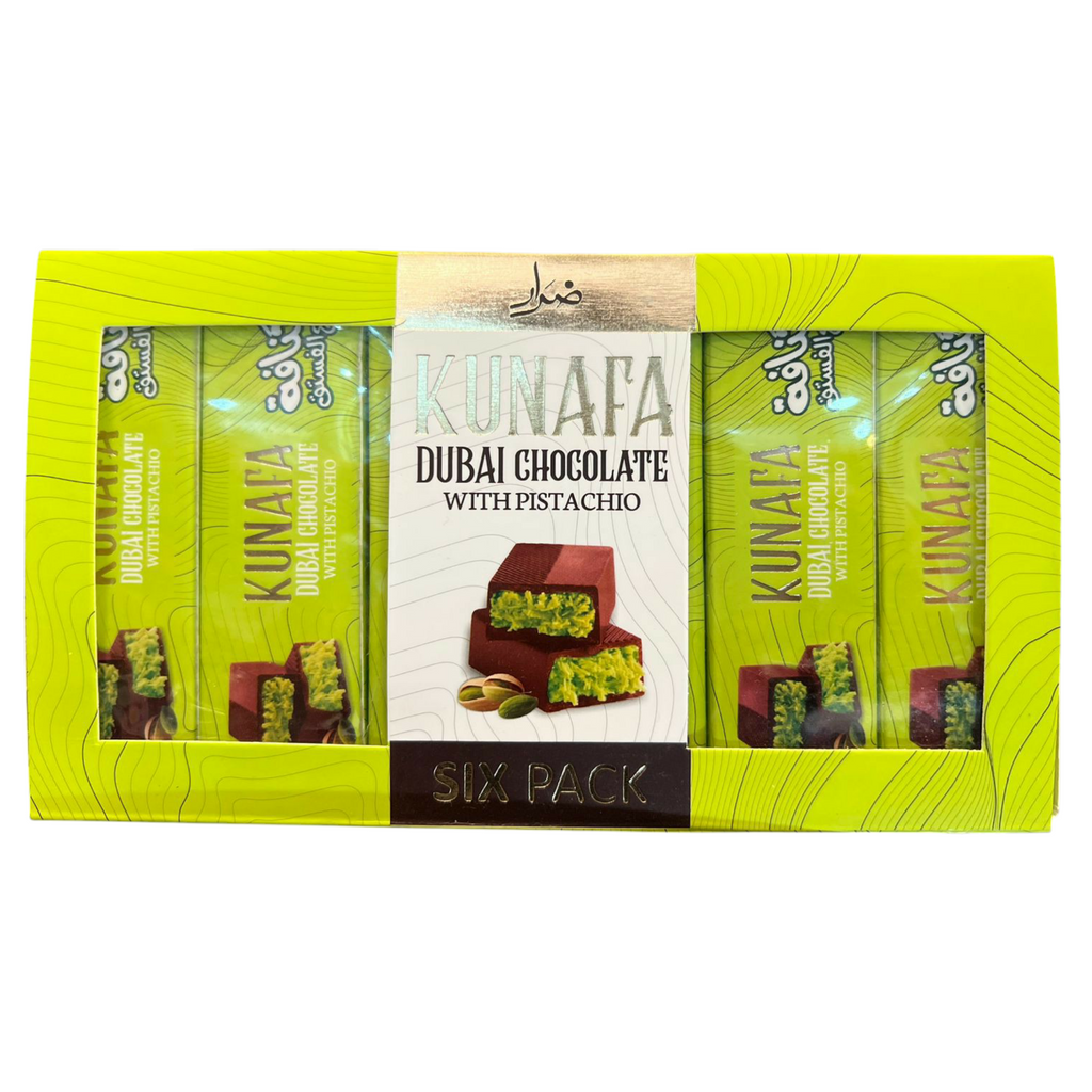 Kunafa Dubai Chocolate with Pistachio – Six Pack Gourmet Bars (240g)