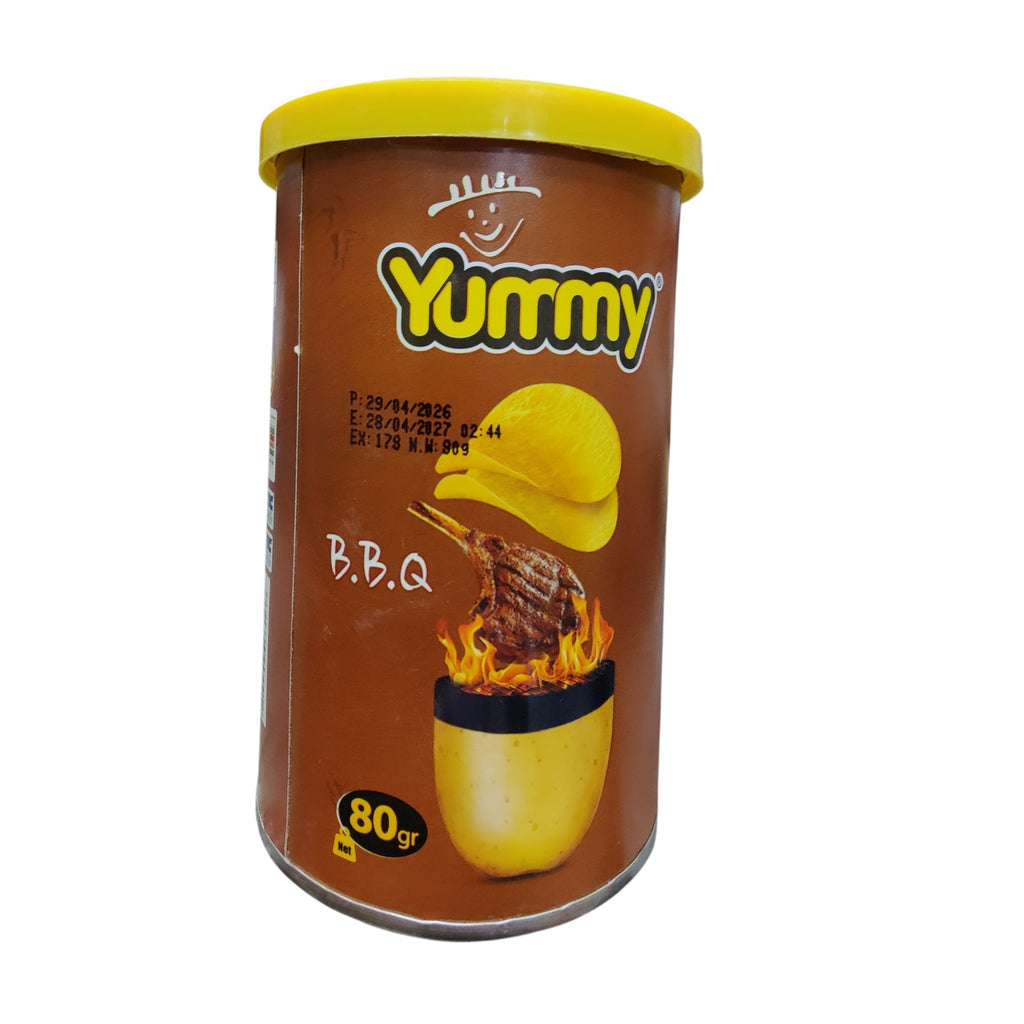 Yummy Premium Smoky BBQ Stackable Potato Chips – 40% Less Fat Crisps (80 G )
