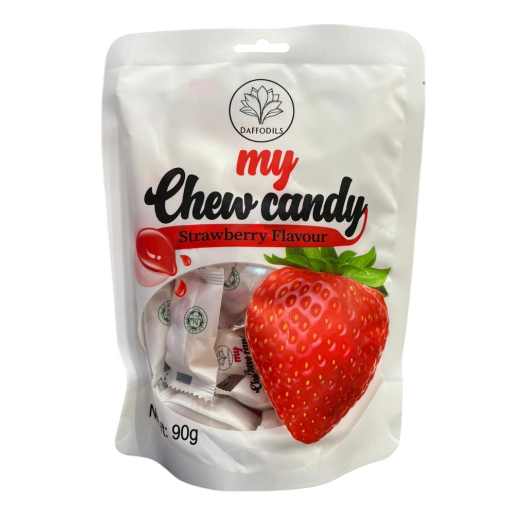 My Chew Candy Premium Strawberry Chews – Soft & Creamy Gourmet Toffee (90g Bag)