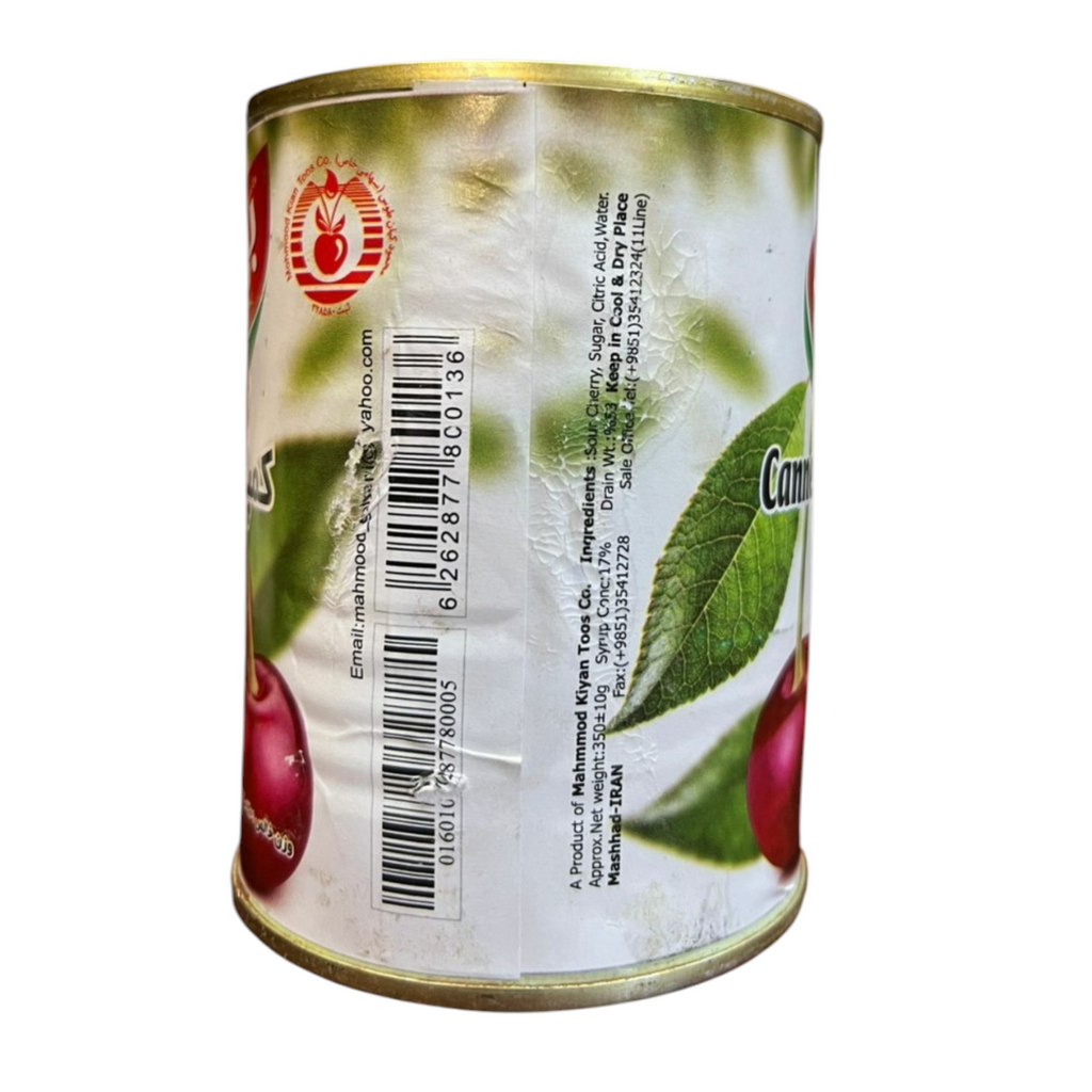 Behrokh Canned Sour Cherry – Whole Fruit in Light Syrup (500g) | Premium Pitted Cherries for Baking, Toppings, and Desserts