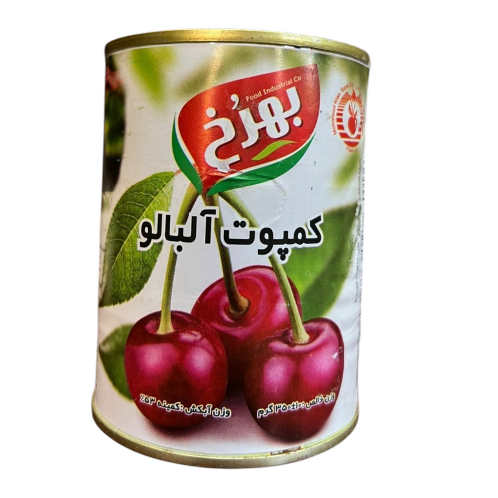 Behrokh Canned Sour Cherry – Whole Fruit in Light Syrup (500g) | Premium Pitted Cherries for Baking, Toppings, and Desserts