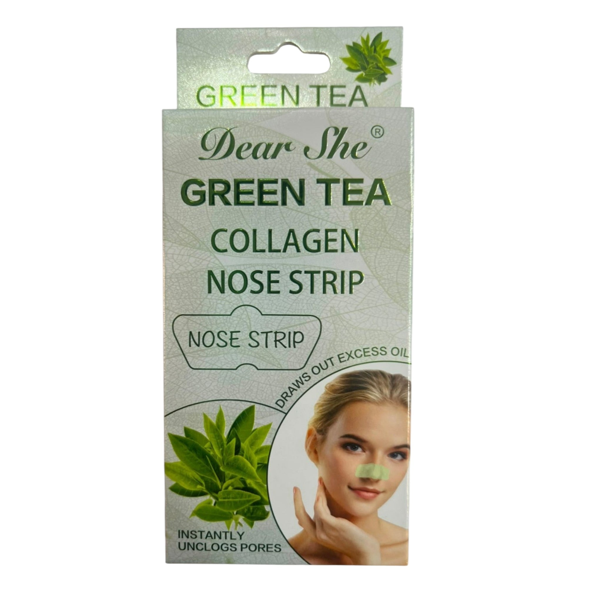 Dear She® Green Tea Collagen Nose Pore Cleansing Strips – Blackhead & Excess Oil Remover