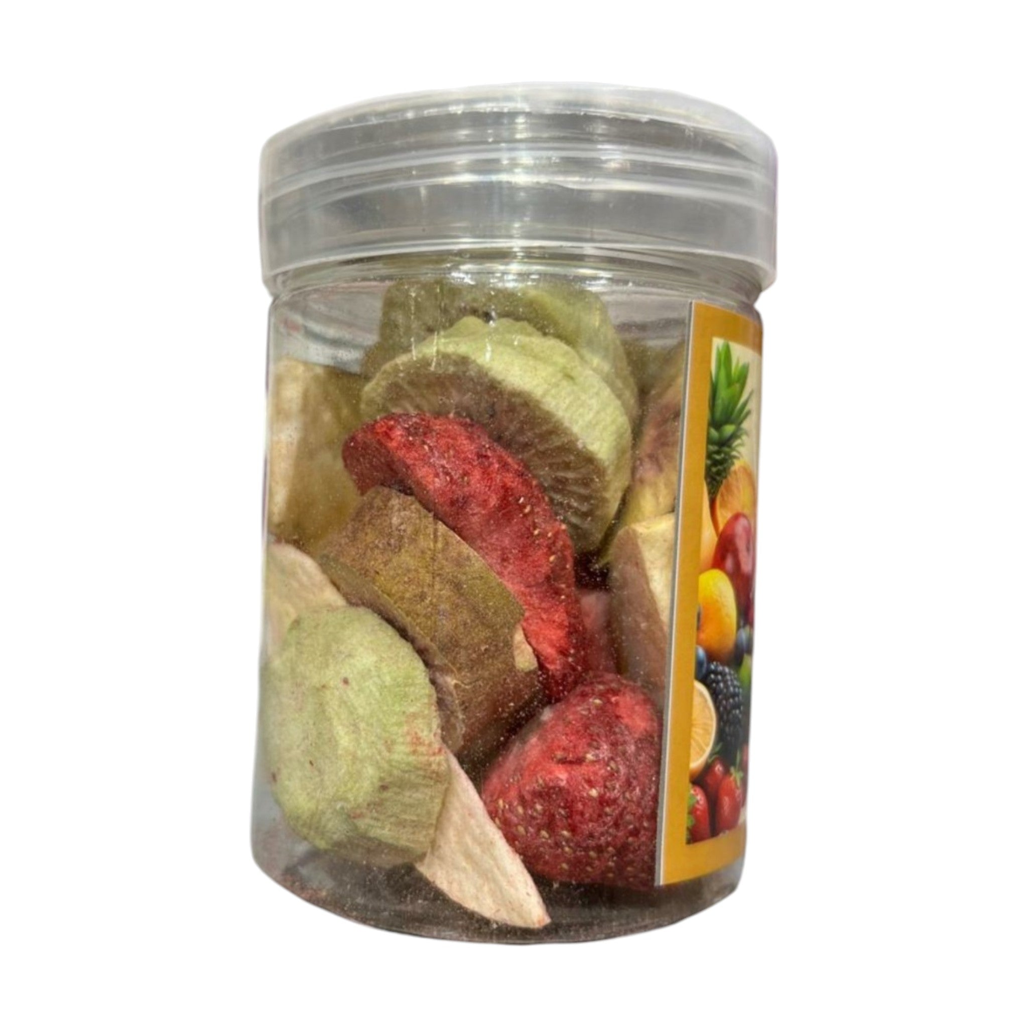 Haj Mofateh Premium Freeze-Dried Mixed Fruits – Authentic Persian Crispy Fruit Slices Snack (Gourmet Clear Jar)
