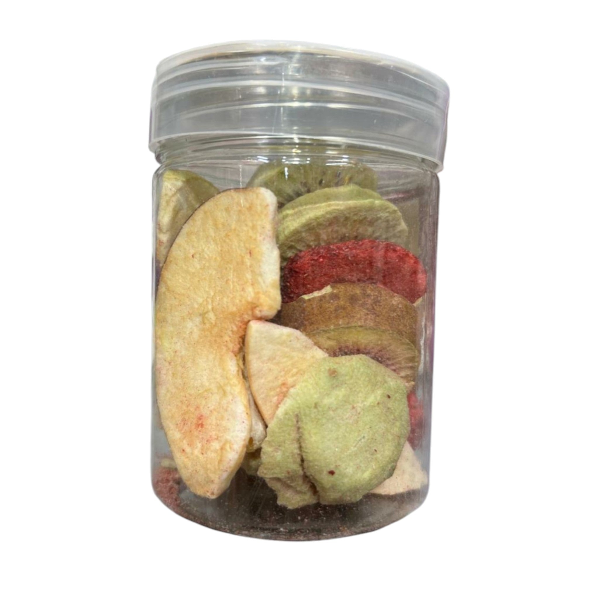 Haj Mofateh Premium Freeze-Dried Mixed Fruits – Authentic Persian Crispy Fruit Slices Snack (Gourmet Clear Jar)