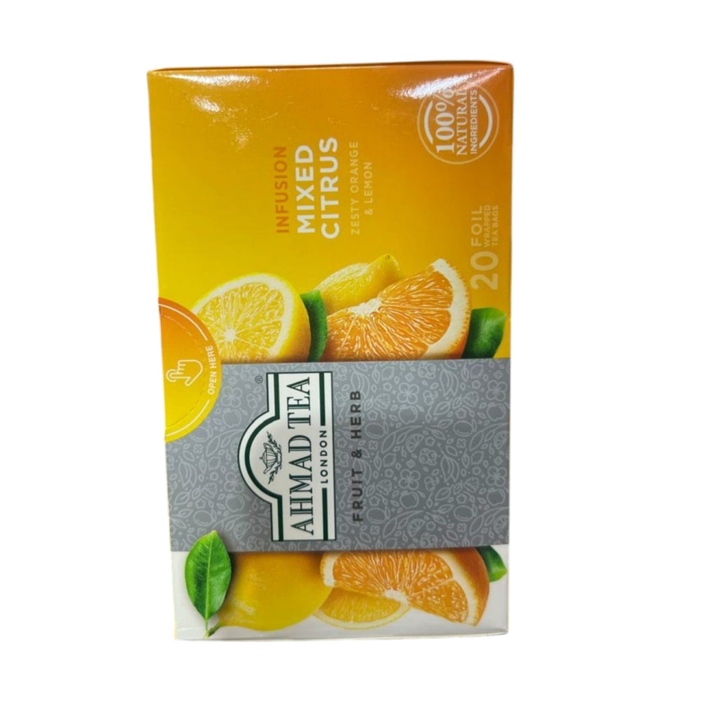 Ahmad Tea London Mixed Citrus Infusion – Zesty Orange & Lemon Fruit & Herb Tea (20 Foil Envelopes Box)