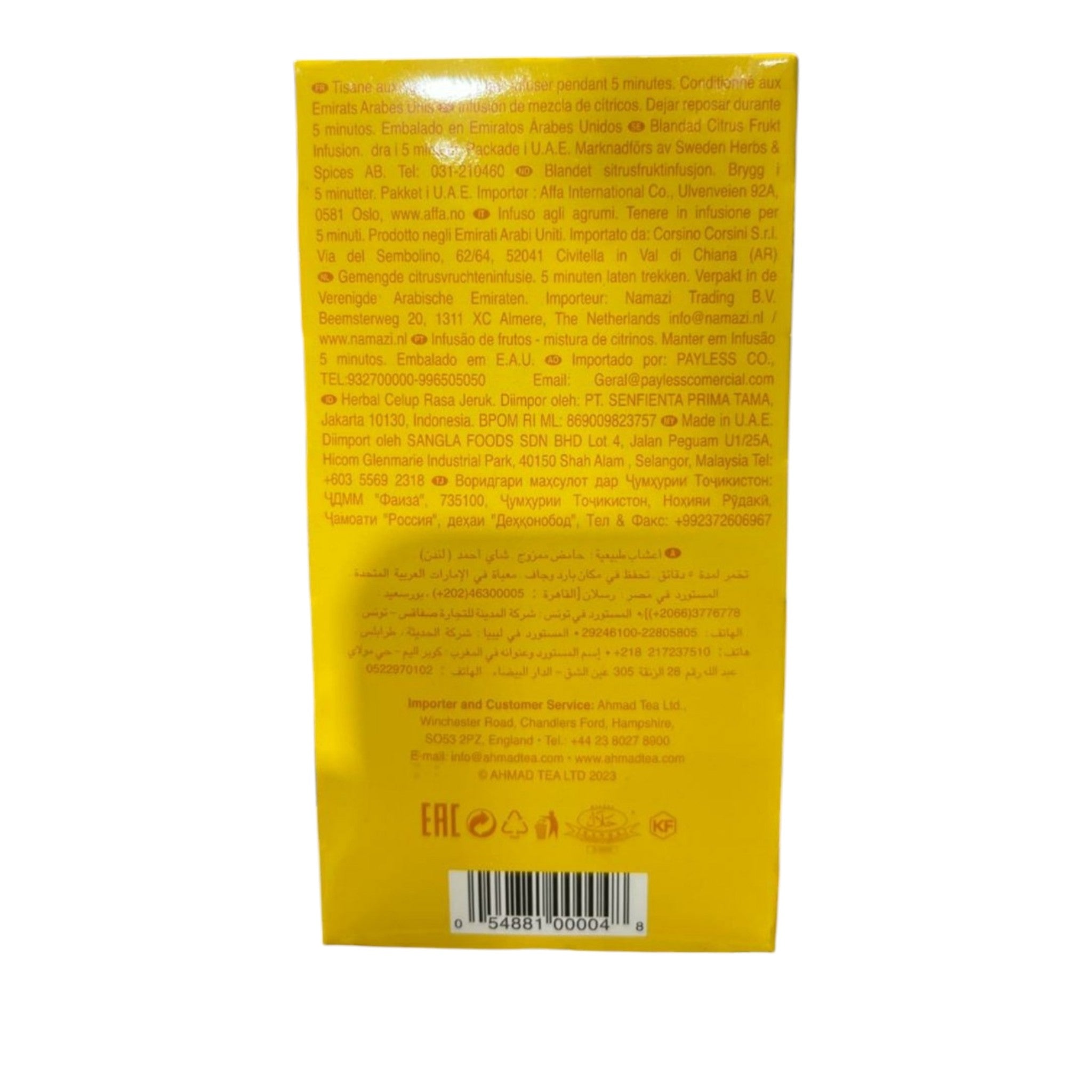 Ahmad Tea London Mixed Citrus Infusion – Zesty Orange & Lemon Fruit & Herb Tea (20 Foil Envelopes Box)
