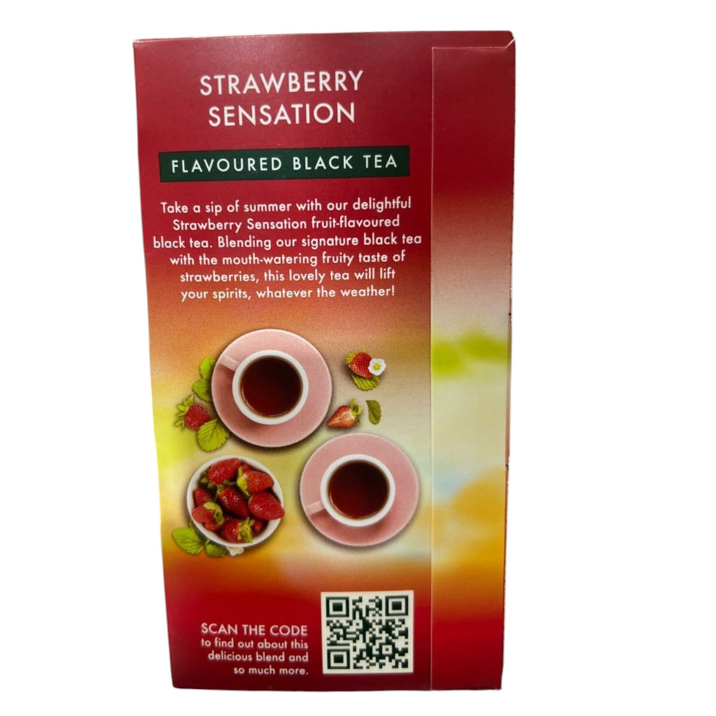 Ahmad Tea London Strawberry Sensation Flavored Black Tea – 20 Foil Envelopes Box