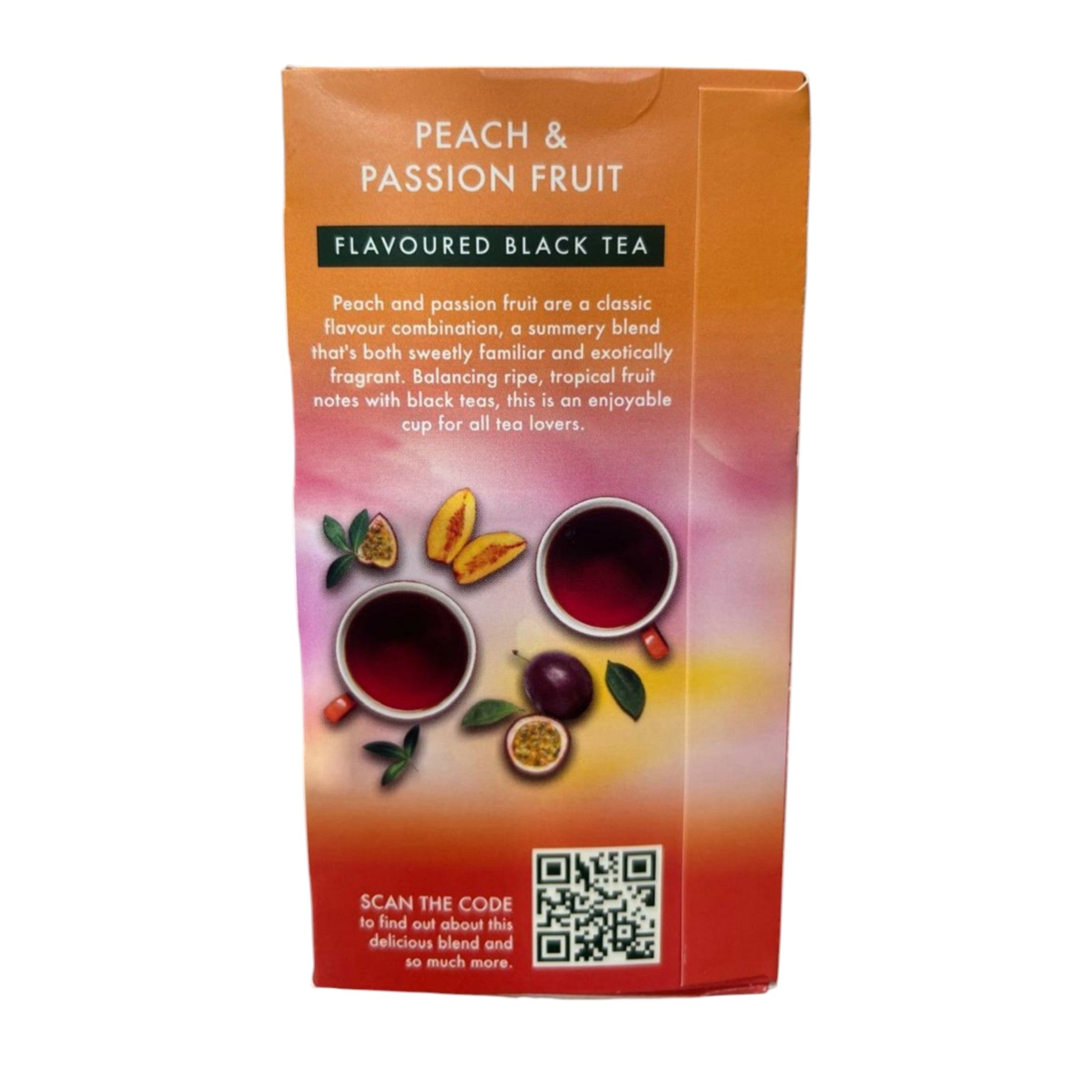 Ahmad Tea London Peach & Passion Fruit Flavored Black Tea – 20 Foil Envelopes Box