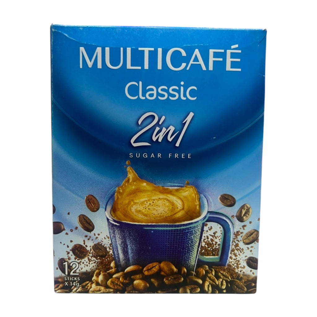 Multicafé Classic 2 in 1 Sugar Free Instant Coffee Mix 168g (12 Sticks x 14g)