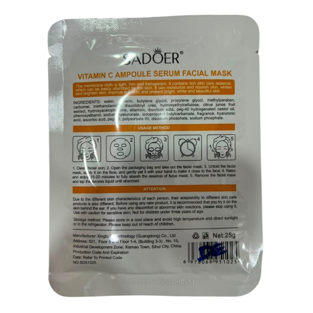 Premium Glowing Sheet Mask Trio | Sadoer Vitamin C, Veze Gold Hyaluronic & Bioaqua Algae Sheet Masks (Pack of 3)