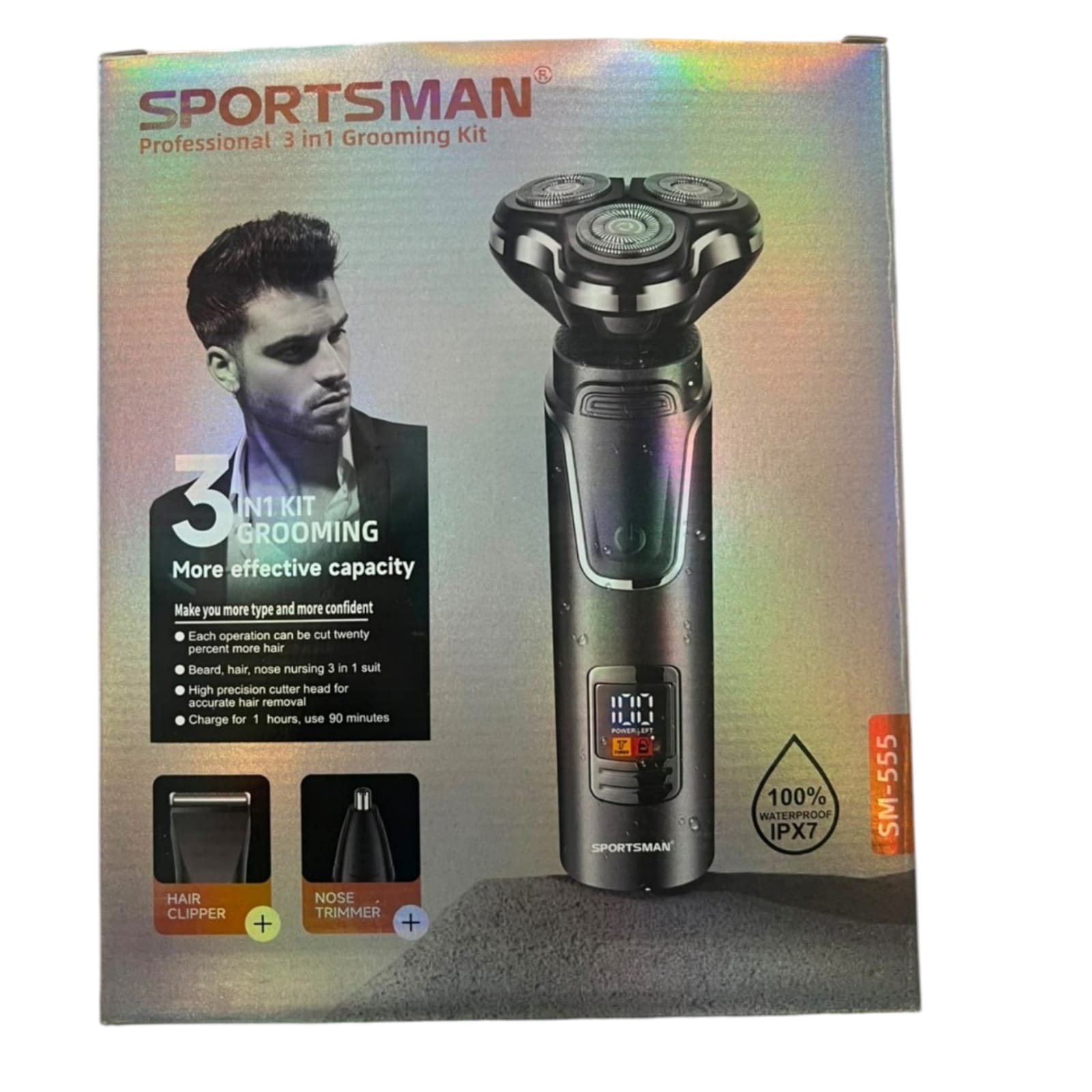 SPORTSMAN Professional 3-in-1 Waterproof Grooming Kit & Electric Shaver (Model SM-555)