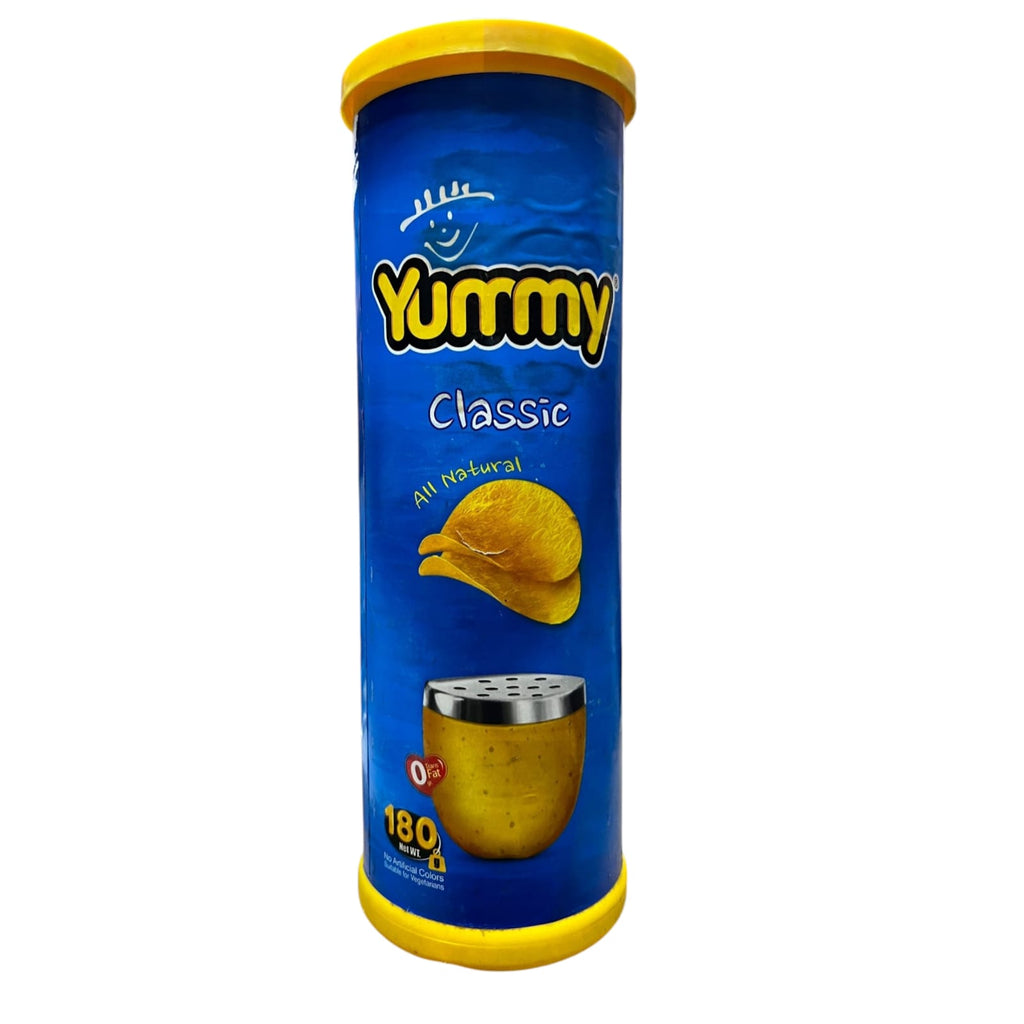 Yummy Premium Classic Stackable Potato Chips – All-Natural Crispy Salted Crisps (180g Canister)